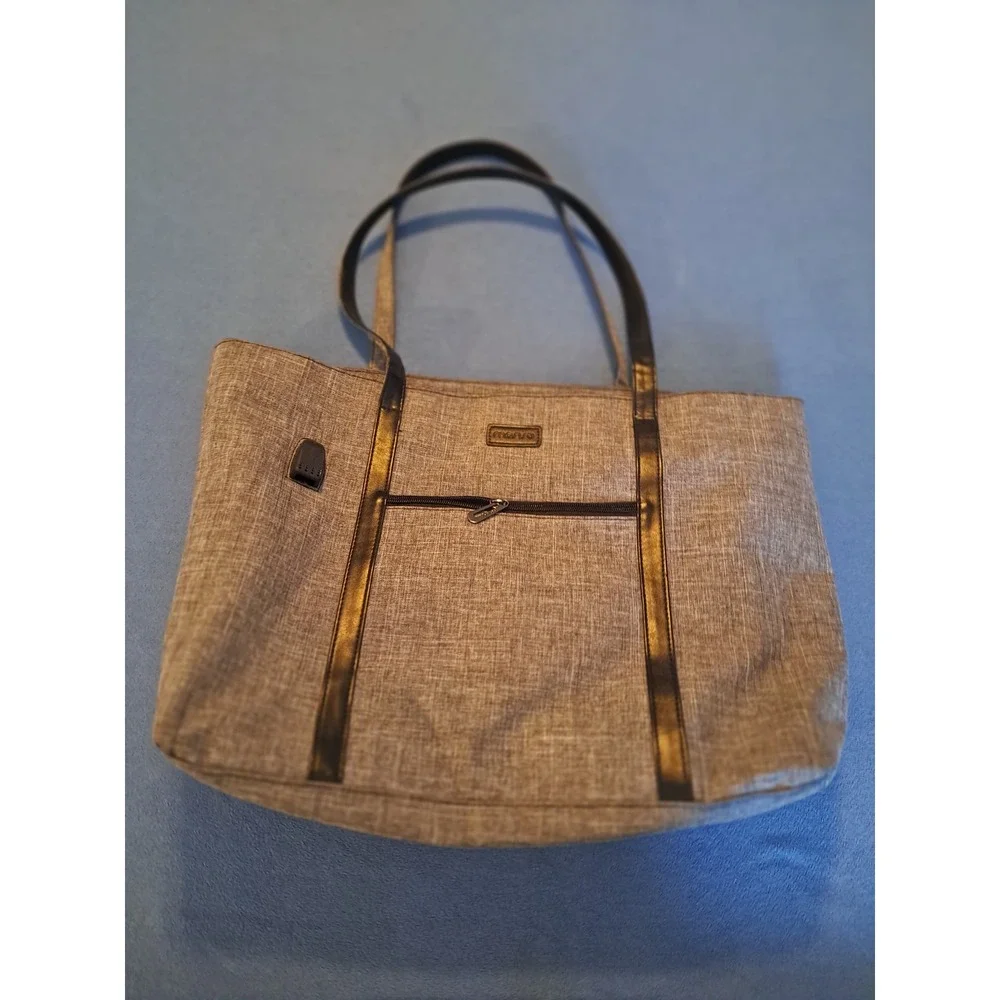 Mosiso Grey Heathered Laptop Tote Bag with USB Charging Port and Pouch Men Women